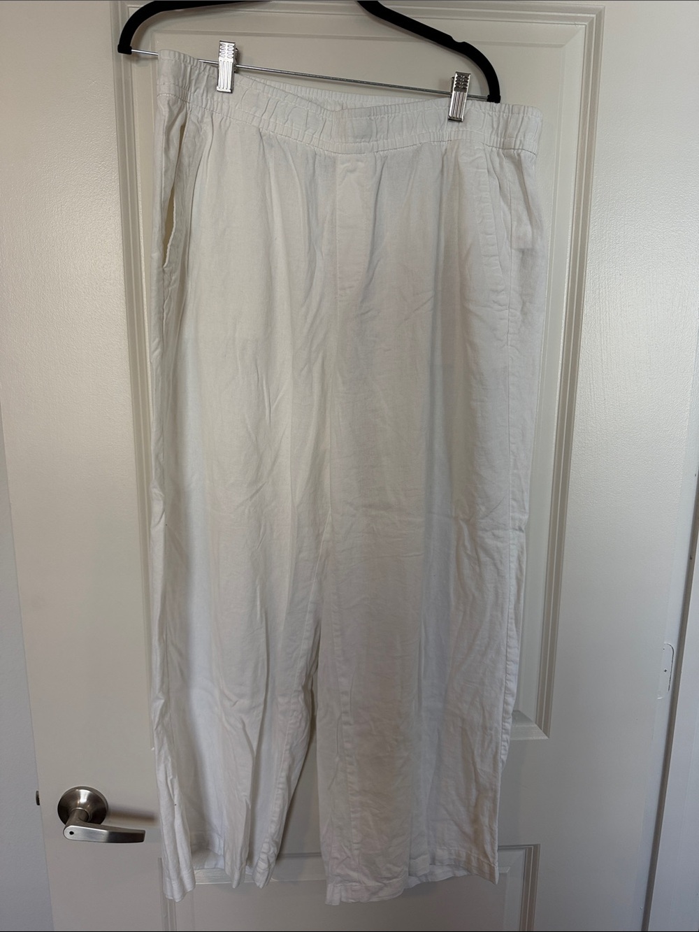 Old Navy Lightweight White Elastic-Waist Linen Pants